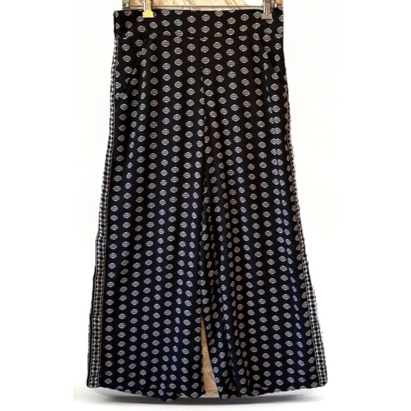 Max Studio Pants Womens Small Black White Patterned Wide Leg Boho Comfort - Picture 1 of 10